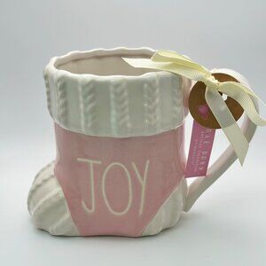 Christmas Stocking Shaped mug by Rae Dunn | Merry Christmas Pink and White mug